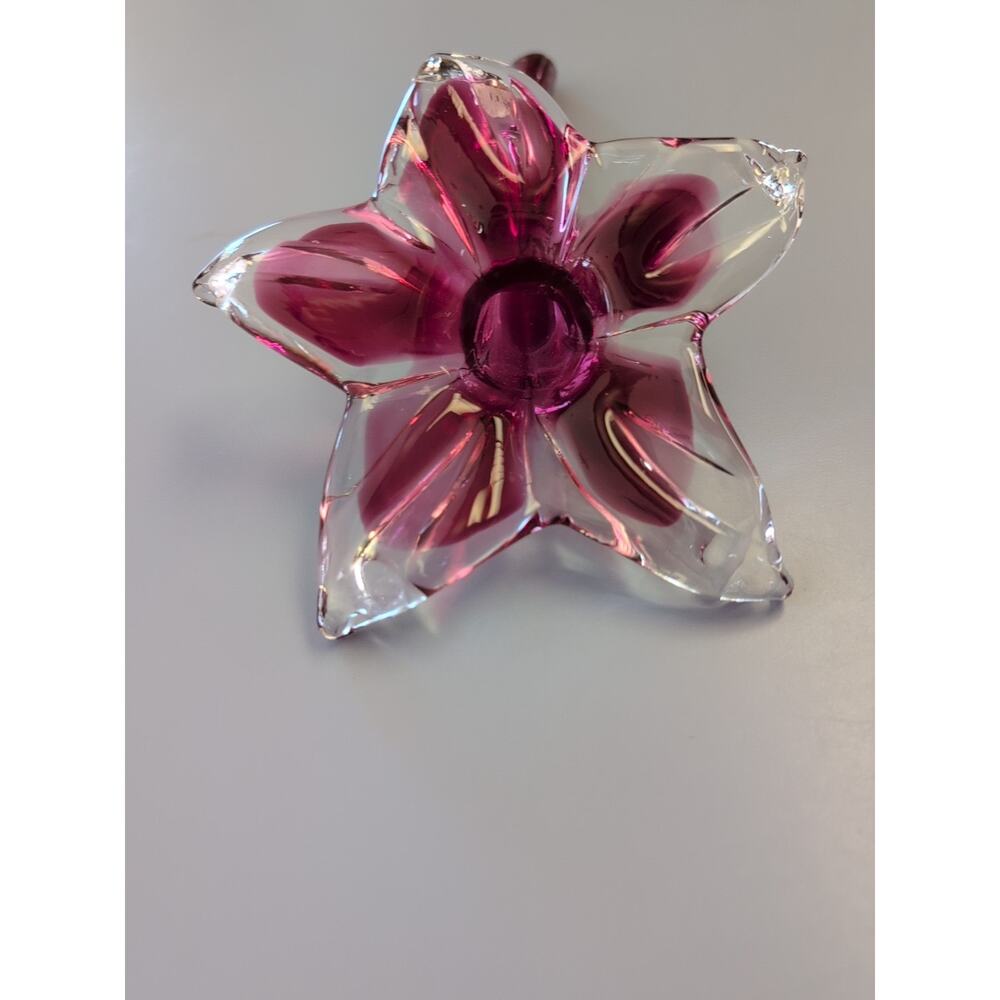Vintage Pilgrim Cranberry Glass Lily Flower Single Blossom Bud Vase Sculpture 9” - Picture 3 of 6